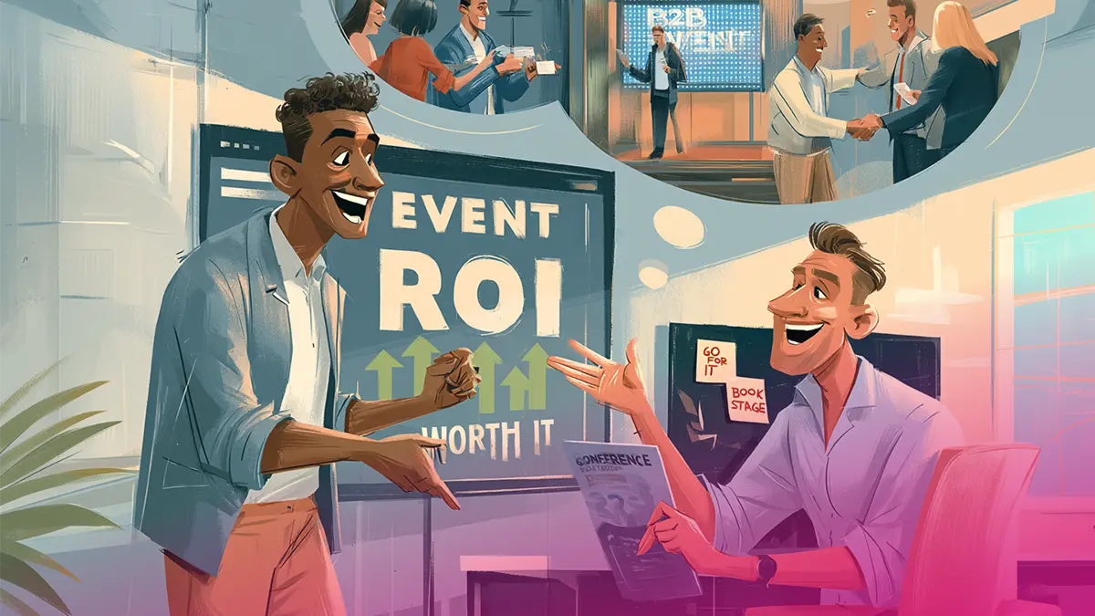 Manager analyzing B2B event costs and ROI - budget calculation and decision-making process